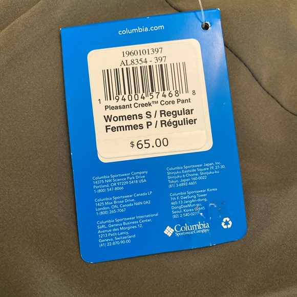 Columbia Pleasant Creek Core Pant Omni-Shield Small Olive Green - Picture 3 of 10